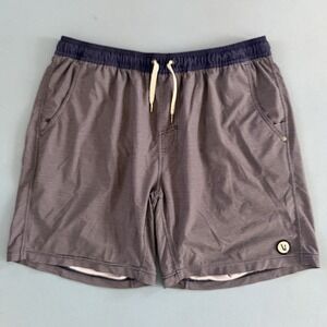 Vuori Kore Shorts Lined 7" Blue Gray Stripe Gym Athletic Performance Mens XL
